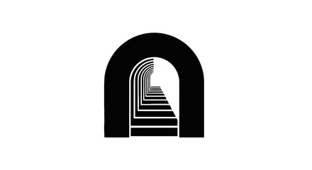 Fototapeta premium Vector illustration of abstract tunnel or archway graphic design with repeating perspective lines on a transparent background