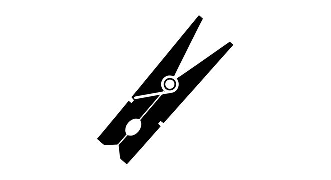 Vector illustration of black clothespin icon on a transparent background