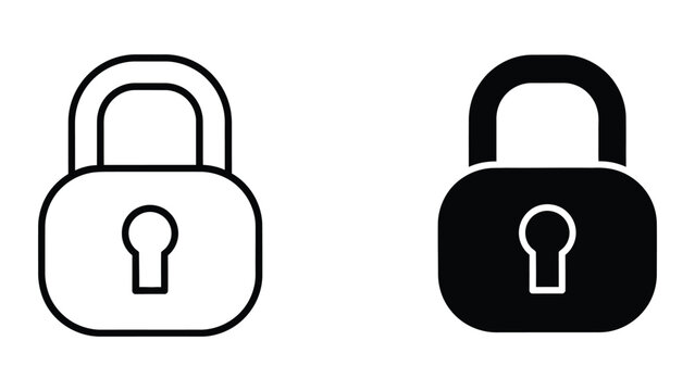 Simple open and closed padlock icons