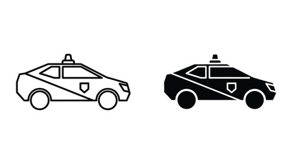 Police car icon in black and white outline style © MSTSALMA