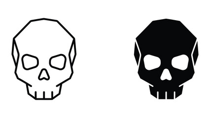 Obraz premium Black and white skull icon pair with hollow eyes