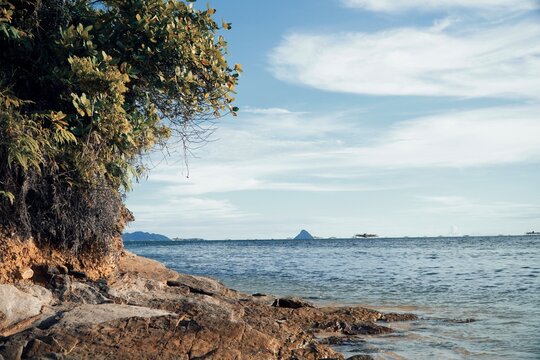 Pandaratan beach, Central Tapanuli with hills and ocean