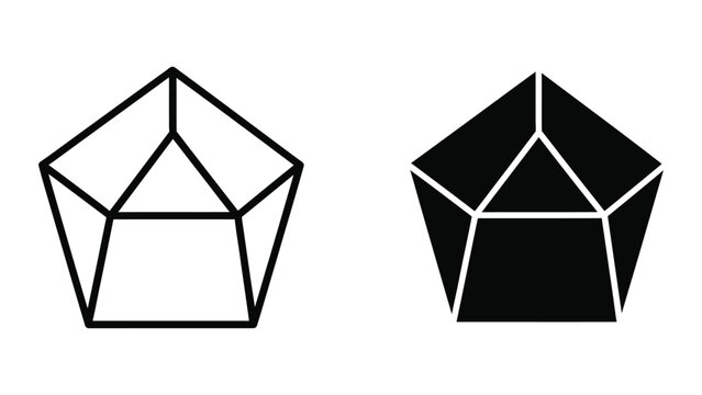Simple geometric pentagonal frame wireframe illustration
