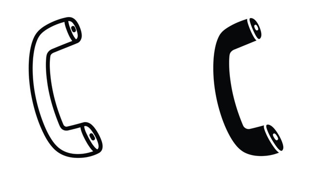 Black and white curved phone handset icon