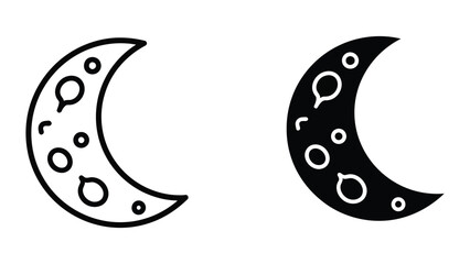 Minimalist crescent moon with craters illustration © MSTSALMA