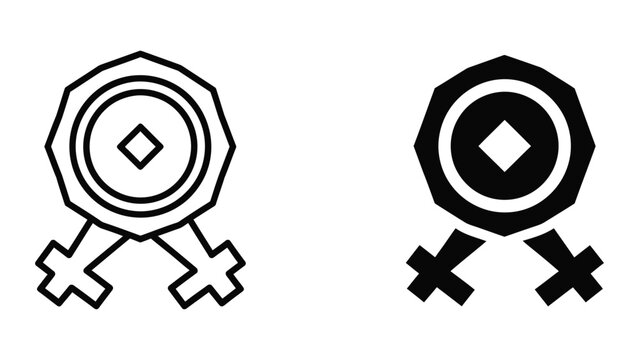 Female and male gender symbols with crossed out icons
