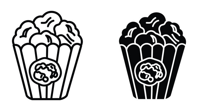 Popcorn buckets with different flavors illustrated as vector icons