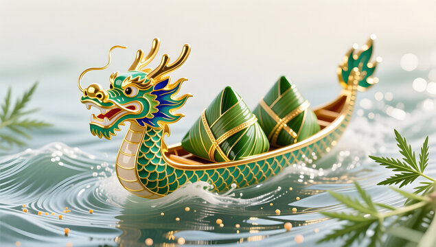 Dragon Boat Festival dragon head and zongzi traditional background