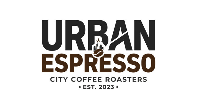 Urban Espresso City Coffee Roasters Logo - Modern Coffee Bean Design