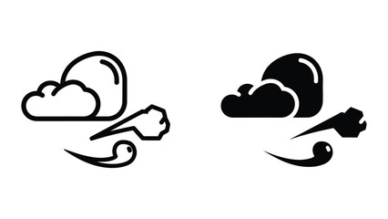 Lightning bolt striking a cloud with rain icon © MDMAROM