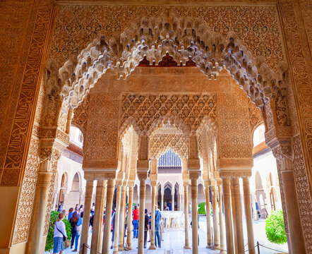 The Alhambra Palace interior in Granada, Spain