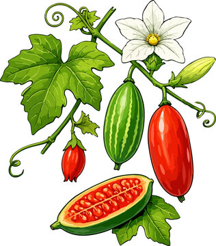 Coccinia grandis illustration art