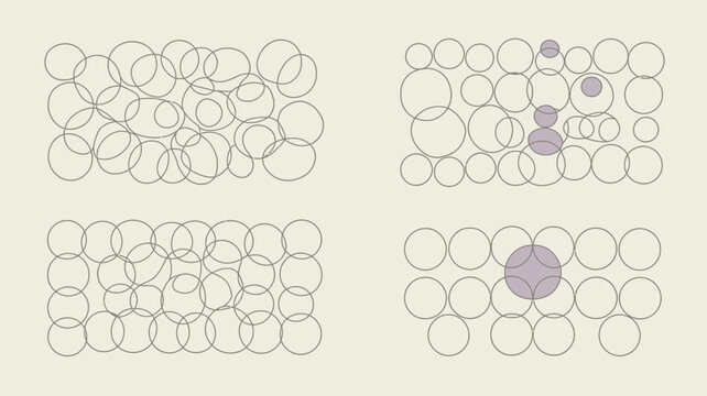 abstract geometric pattern with overlapping circles and highlighted shapes minimalist vector illustration