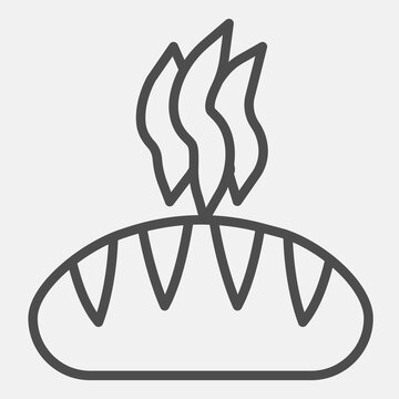 Hot loaf of wheat bread line icon, pastry food concept. Vector graphics. Bakery sign with outline style for mobile or web design.