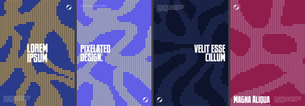 Asbtract posters with pixelated patterns design.