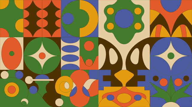 abstract geometric pattern with colorful shapes and rounded forms vector illustration