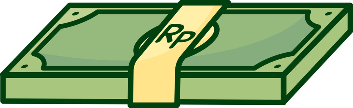 Bundled Indonesian Rupiah money stack vector