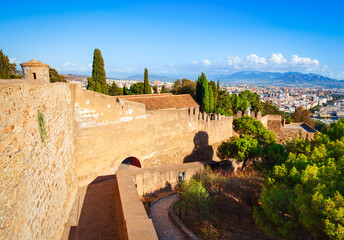 Fortress walls in Malaga, Andalusia community in Spain © saiko3p