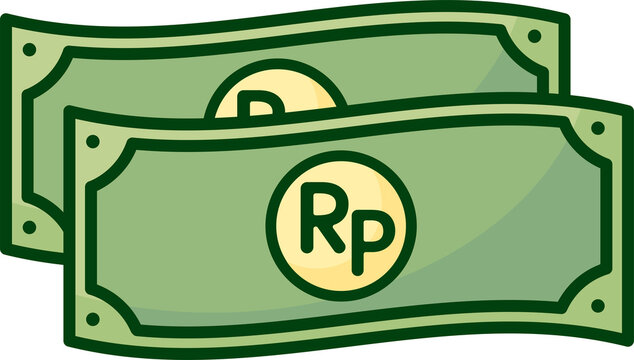 Flat Illustration Icon of an Indonesian Rupiah Money Bill Stack IDR