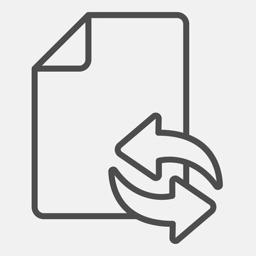 File changes sync line icon, cloud storage concept. Vector graphics. Document file, refresh, resume and sync arrows sign with outline style for mobile or web design.