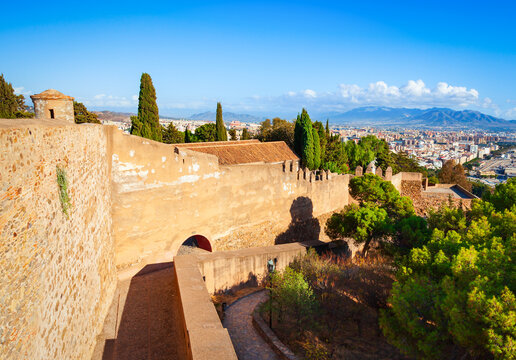 Fortress walls in Malaga, Andalusia community in Spain