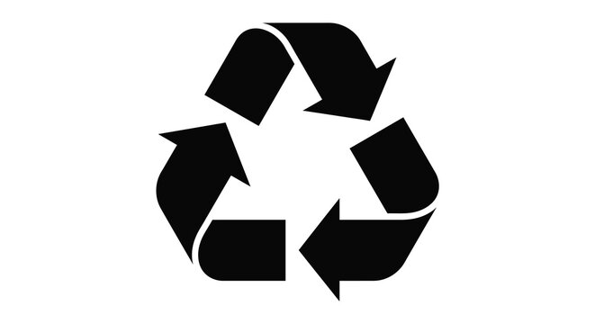 Black recycling symbol on white background