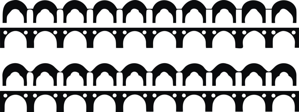 Black zigzag and wavy geometric pattern border waves