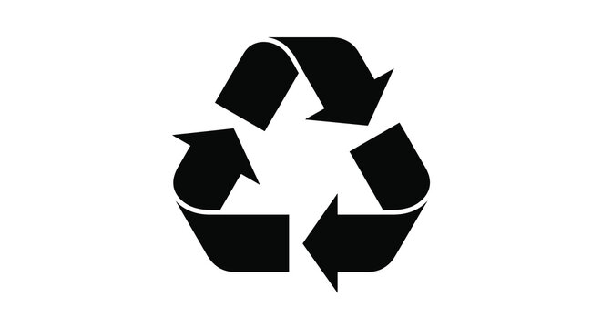 Recycling symbol icon black arrows forming circular environmental sustainability sign