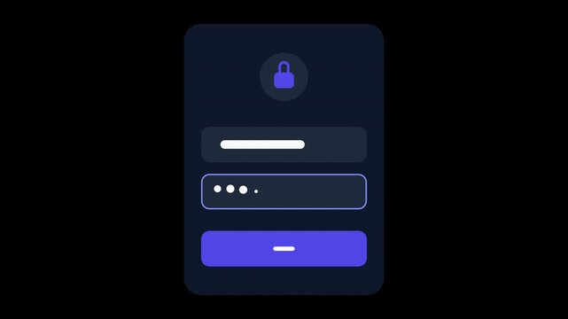 Secure login password form with unlocking padlock success checkmark animation loop 4K