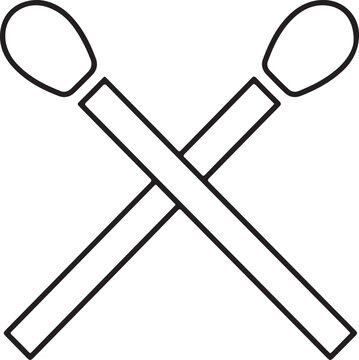 Crossed Matchsticks Line Icon Vector Illustration Isolated on White Background