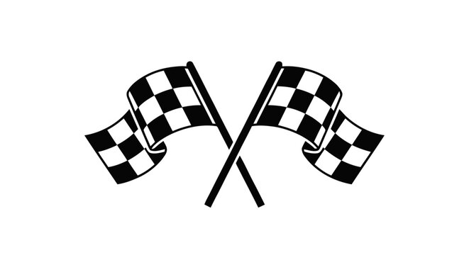 Vector illustration of crossed checkered flags icon on a transparent background