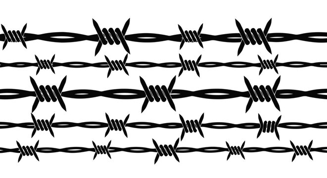 Vector illustration of seamless pattern of barbed wire on a transparent background
