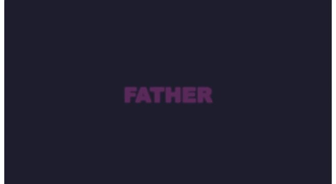 Father typography animation: bold pink text on dark minimal animation background