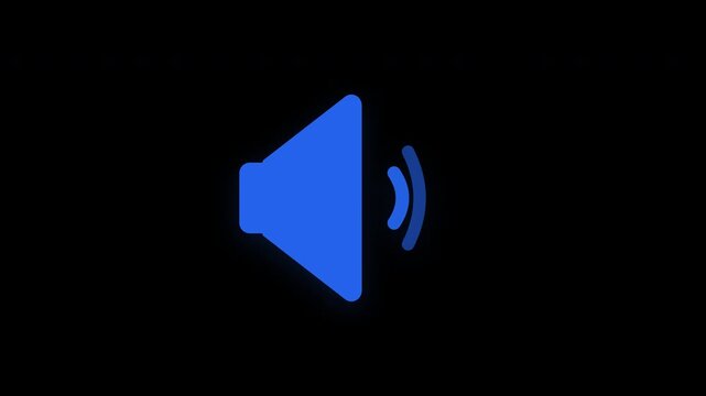 2D flat blue speaker volume sound wave audio animation loop 4K