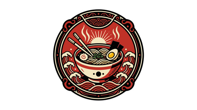 Japanese Ramen Bowl with Chopsticks, Egg, and Seaweed - Traditional Food Art