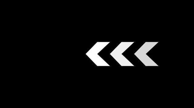 Direction concept, neon arrow icon, arrows indicates the direction of the overlay video layer. and looping neon line arrow icon 4k video animation .