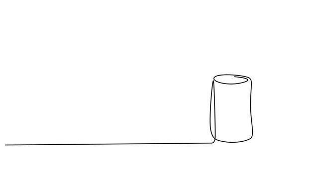 Continuous line drawing milk bottle, minimalist outline art, simple icon, black and white vector 4k video