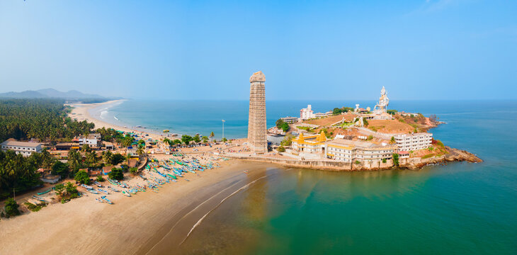 Murudeshwara Temple aerial panoramic view in India