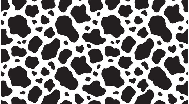 Black and white cow print pattern on white background
