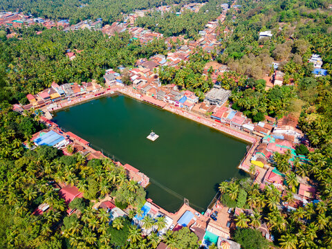 Koti Teertha pond aerial panoramic view in Gokarna