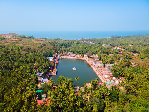 Koti Teertha pond aerial panoramic view in Gokarna