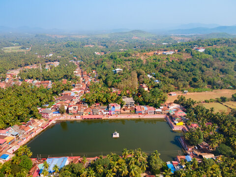 Koti Teertha pond aerial panoramic view in Gokarna