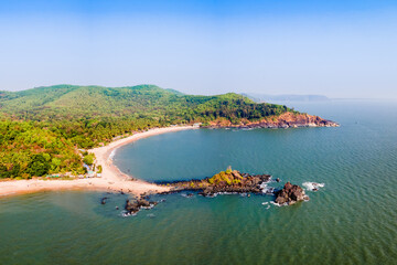 Om Beach aerial panoramic view in Gokarna, India © saiko3p