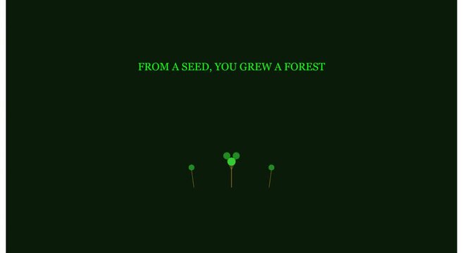 From a seed you grew a forest minimalist green typography animation