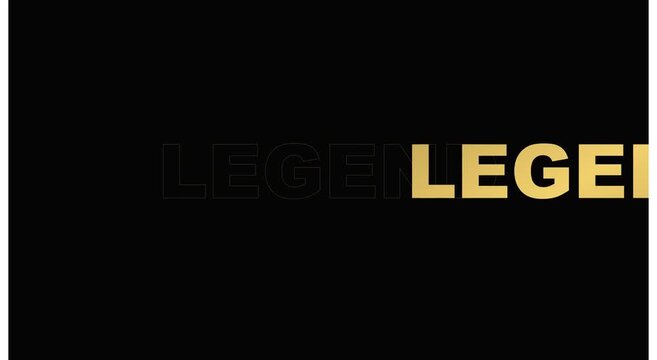 Gold legend typography motion on minimalist animation black background