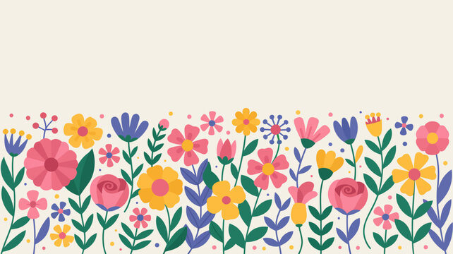 Colorful floral arrangement a flat vector illustration with a cream colored background