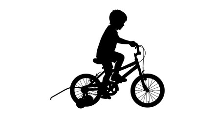 Obraz premium Silhouette of Boy Riding Bicycle.