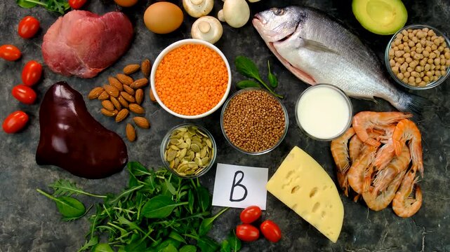 Foods that contain B vitamins. Selective focus.