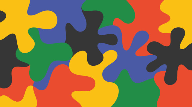 colorful jigsaw puzzle pieces flat vector illustration with interlocking shapes and vibrant hues