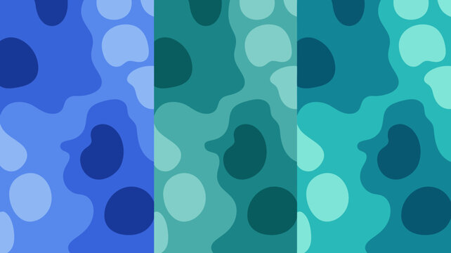 abstract organic pattern with rounded shapes in shades of blue and teal
